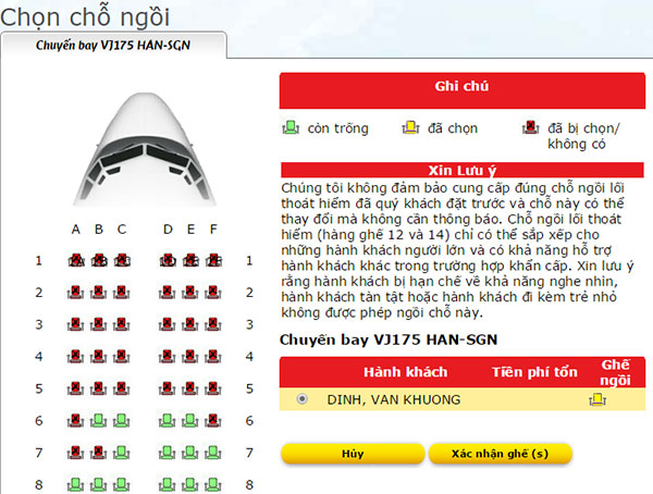 Check in online Vietjet Air 