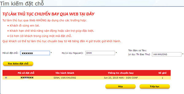 Check in online Vietjet Air 